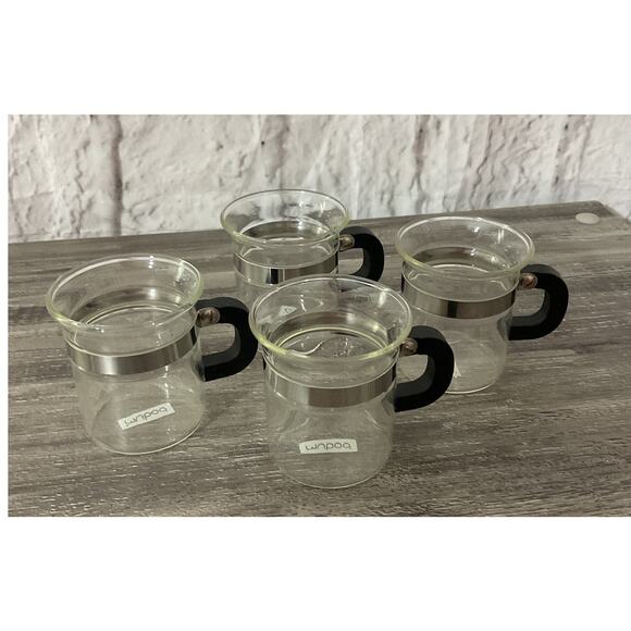 Mubod Bistro Black Handle Expresso Mugs / Cups 6 Oz Set of 4 - Picture 2 of 6